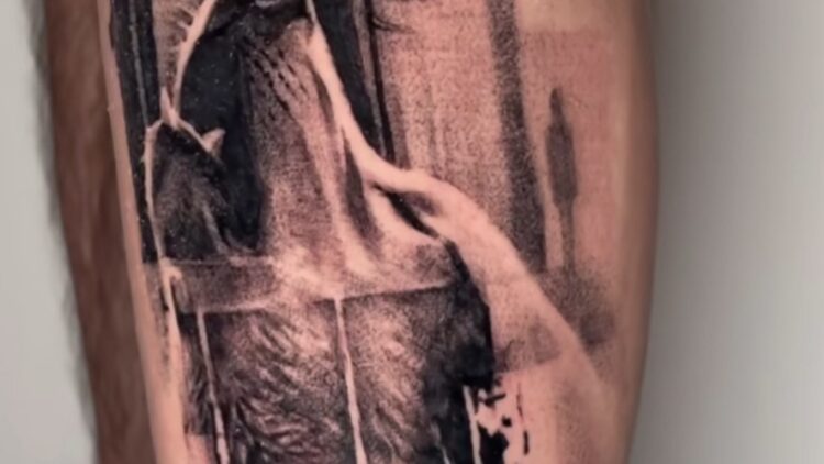 Wolf leg tattoo